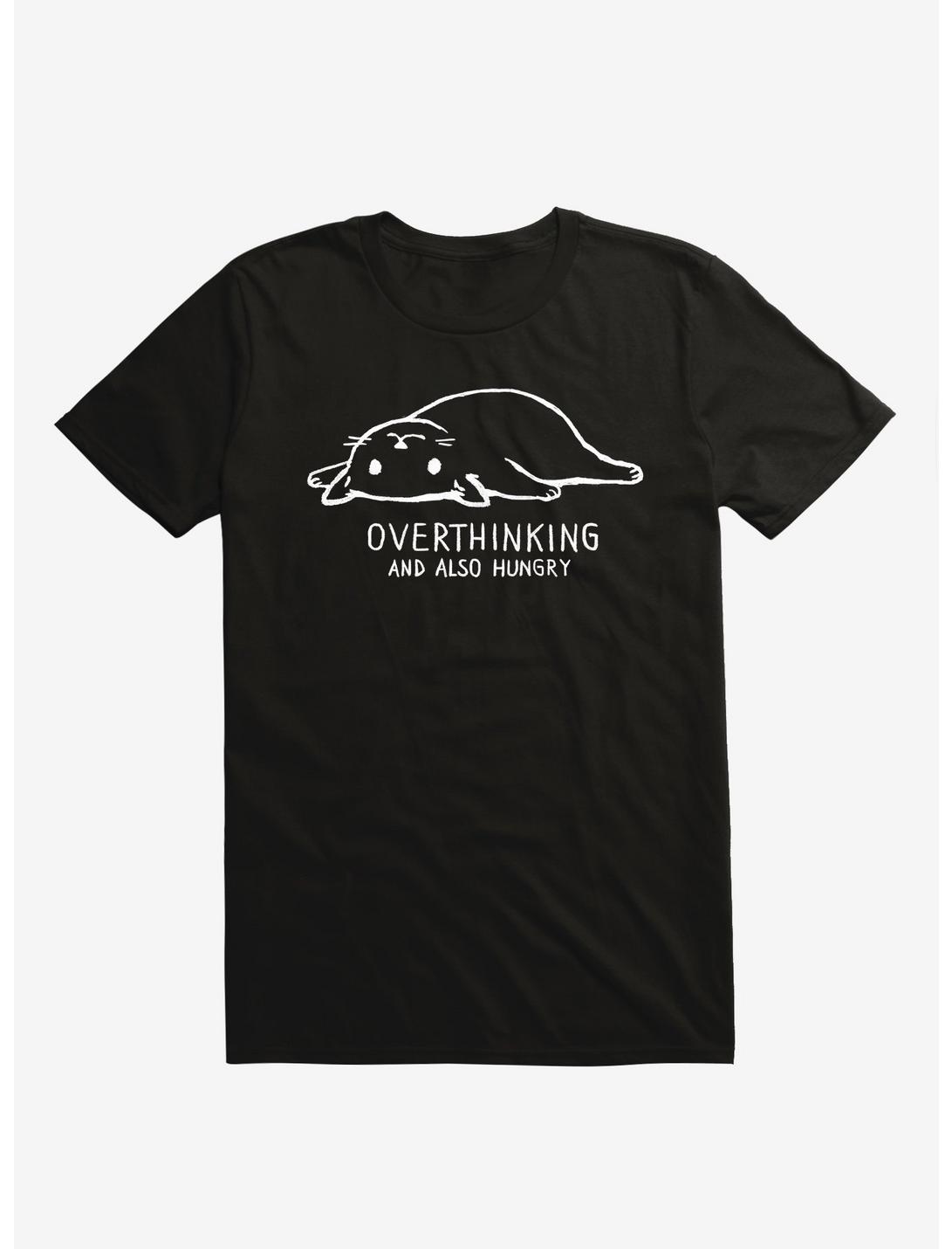 Overthinking And Also Hungry Cat T-Shirt, BLACK, hi-res
