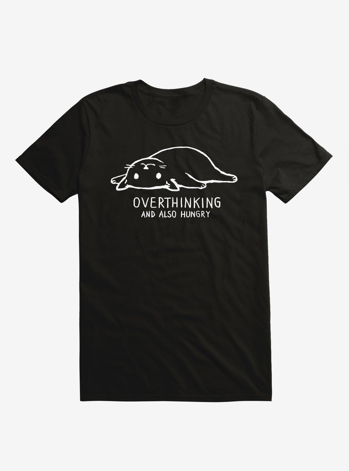 Overthinking And Also Hungry Cat T-Shirt, BLACK, hi-res