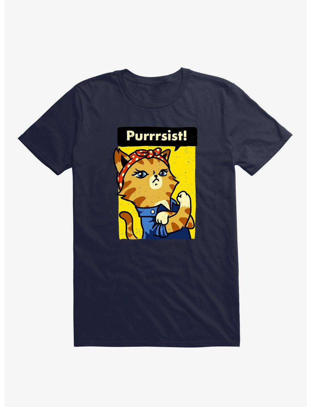 Purrrsist! Cat T-Shirt, NAVY, hi-res