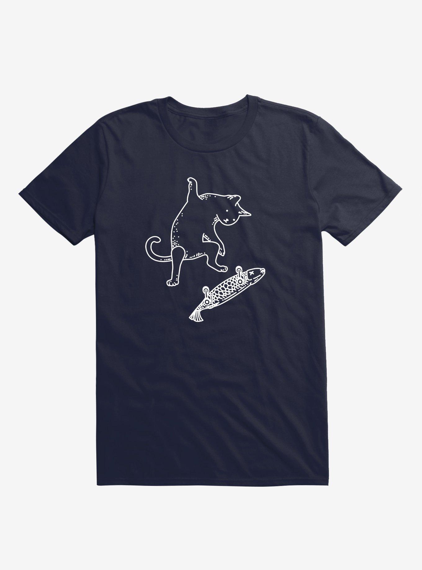 Street Cat Riding Fish Skateboard T-Shirt, , hi-res