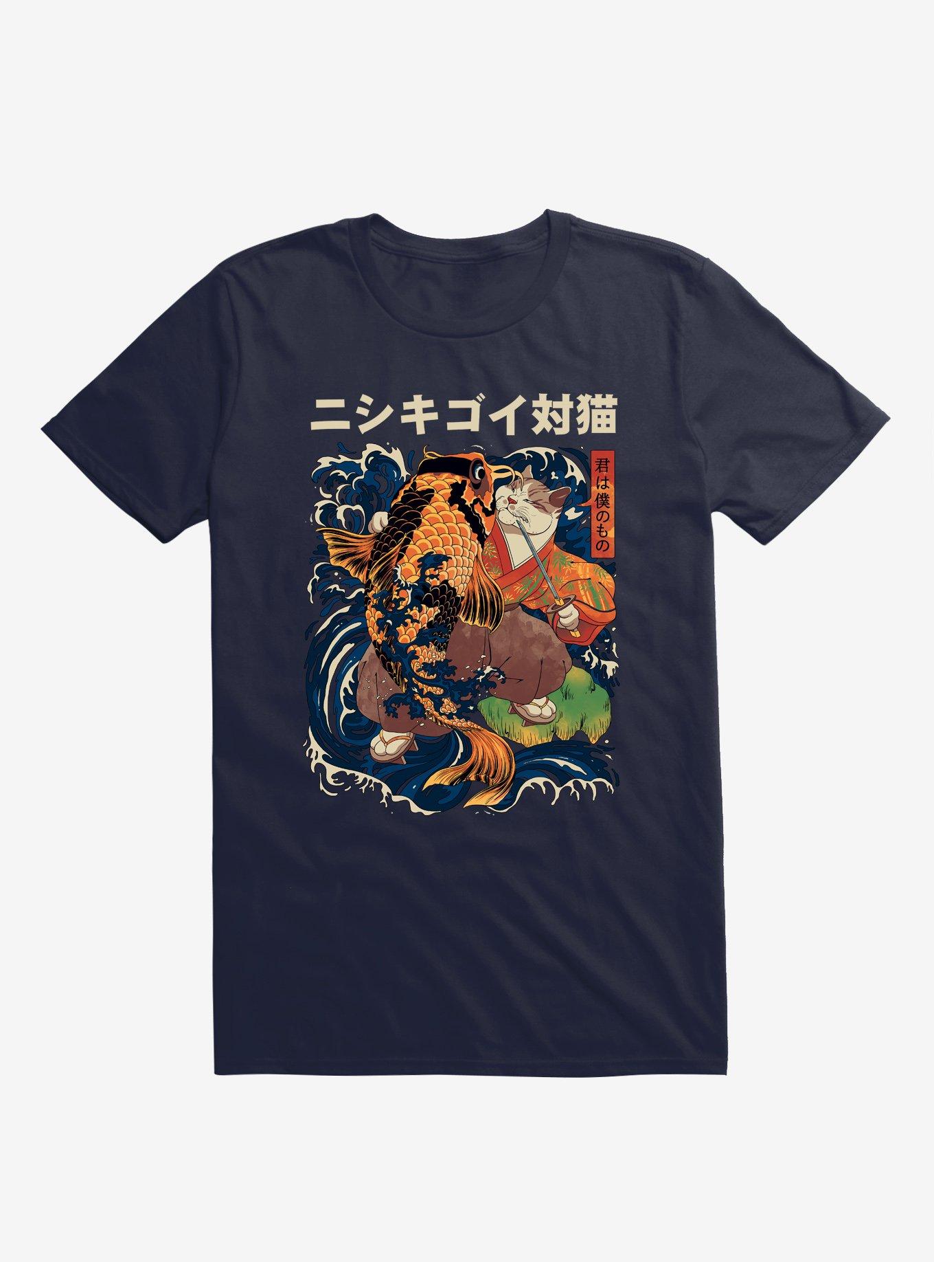 The Cat And The Koi T-Shirt - BLUE | Hot Topic