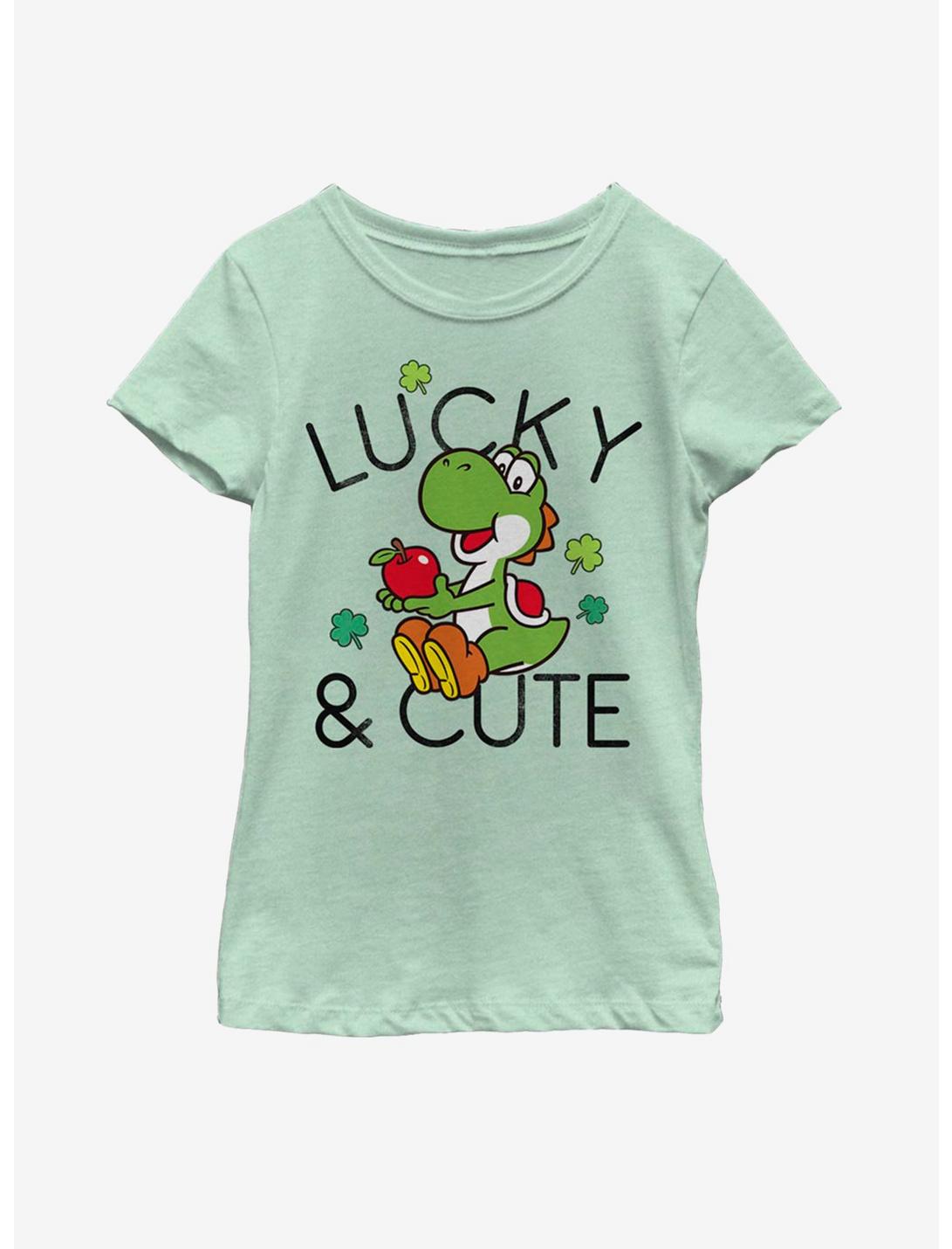 Nintendo Mario Lucky And Cute Yoshi Youth Girls T-Shirt, MINT, hi-res