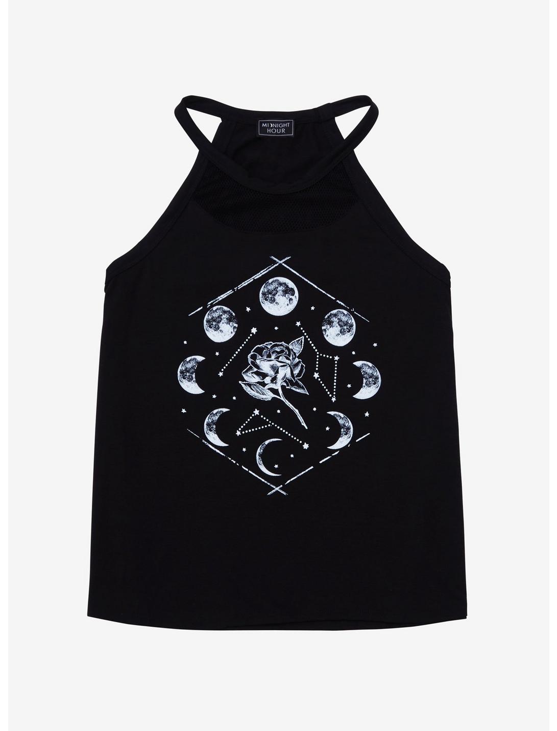 Moon Phases Mesh Front Girls Tank Top, WHITE, hi-res