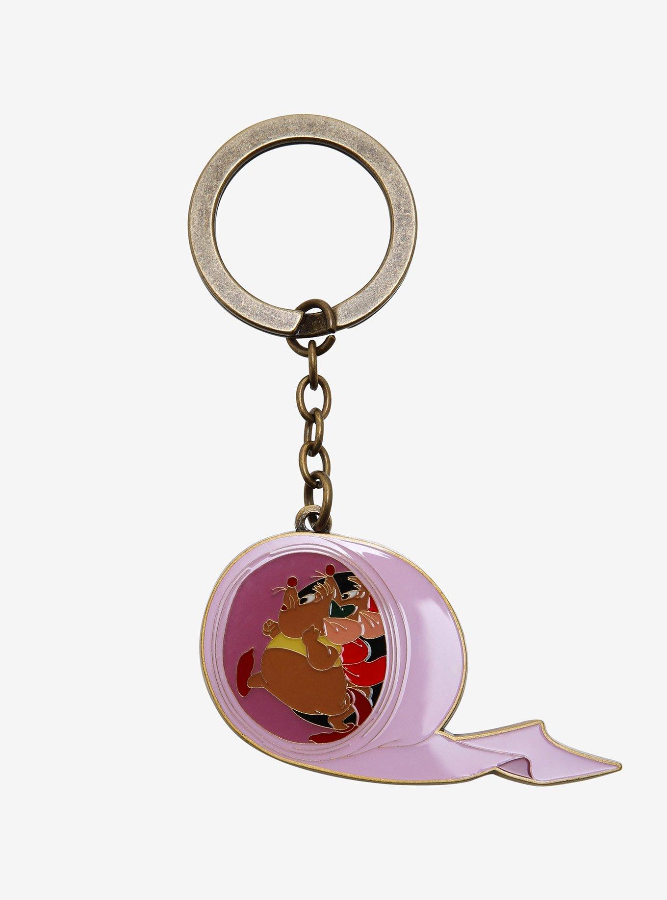 Loungefly Disney Cinderella Gus & Jaq Fabric Roll Enamel Keychain - BoxLunch Exclusive, , hi-res