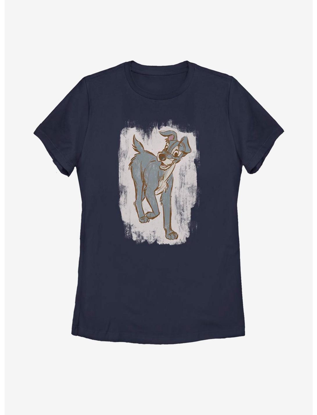 Disney Lady And The Tramp Chalk Tramp Womens T-Shirt, NAVY, hi-res