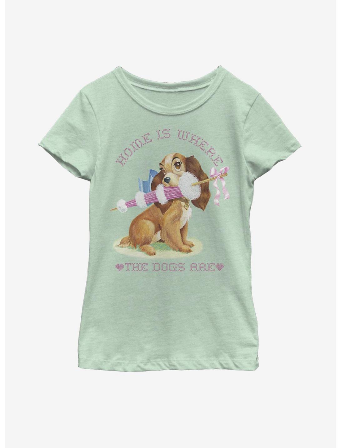 Disney Lady And The Tramp Lady Where The Dogs Are Youth Girls T-Shirt, MINT, hi-res