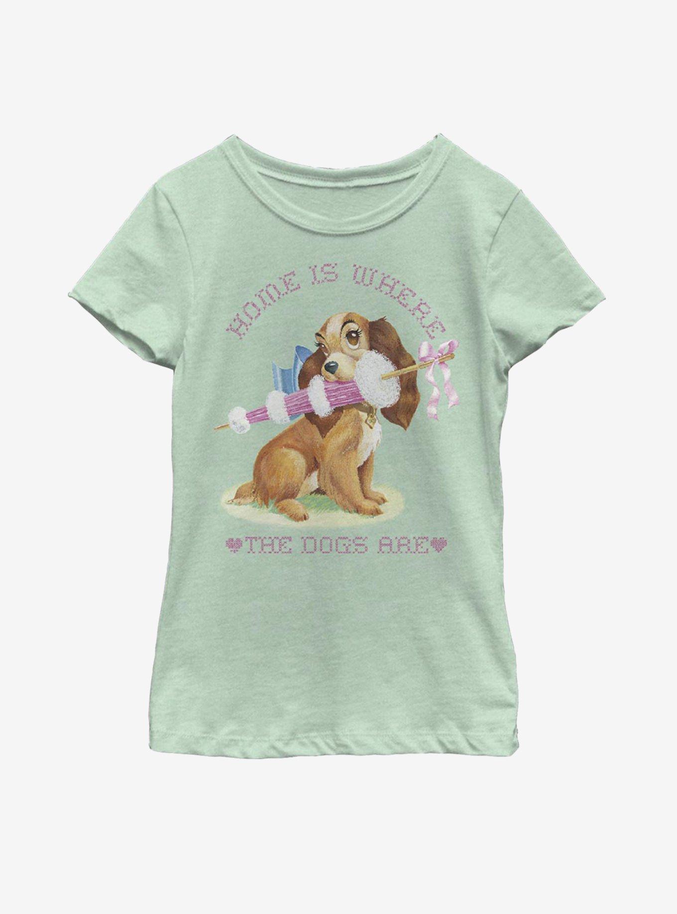 Disney Lady And The Tramp Lady Where The Dogs Are Youth Girls T-Shirt, MINT, hi-res