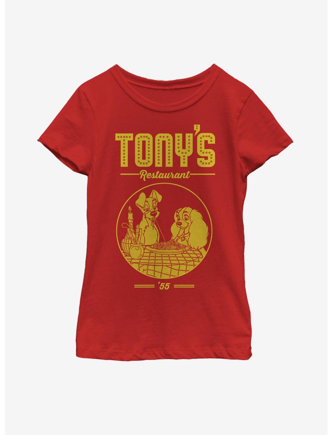 Disney Lady And The Tramp Tony's Restaurant Youth Girls T-Shirt, RED, hi-res