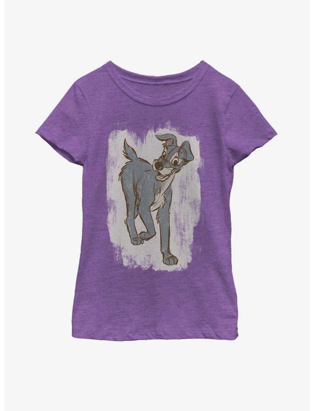 Disney Lady And The Tramp Chalk Tramp Youth Girls T-Shirt, PURPLE BERRY, hi-res