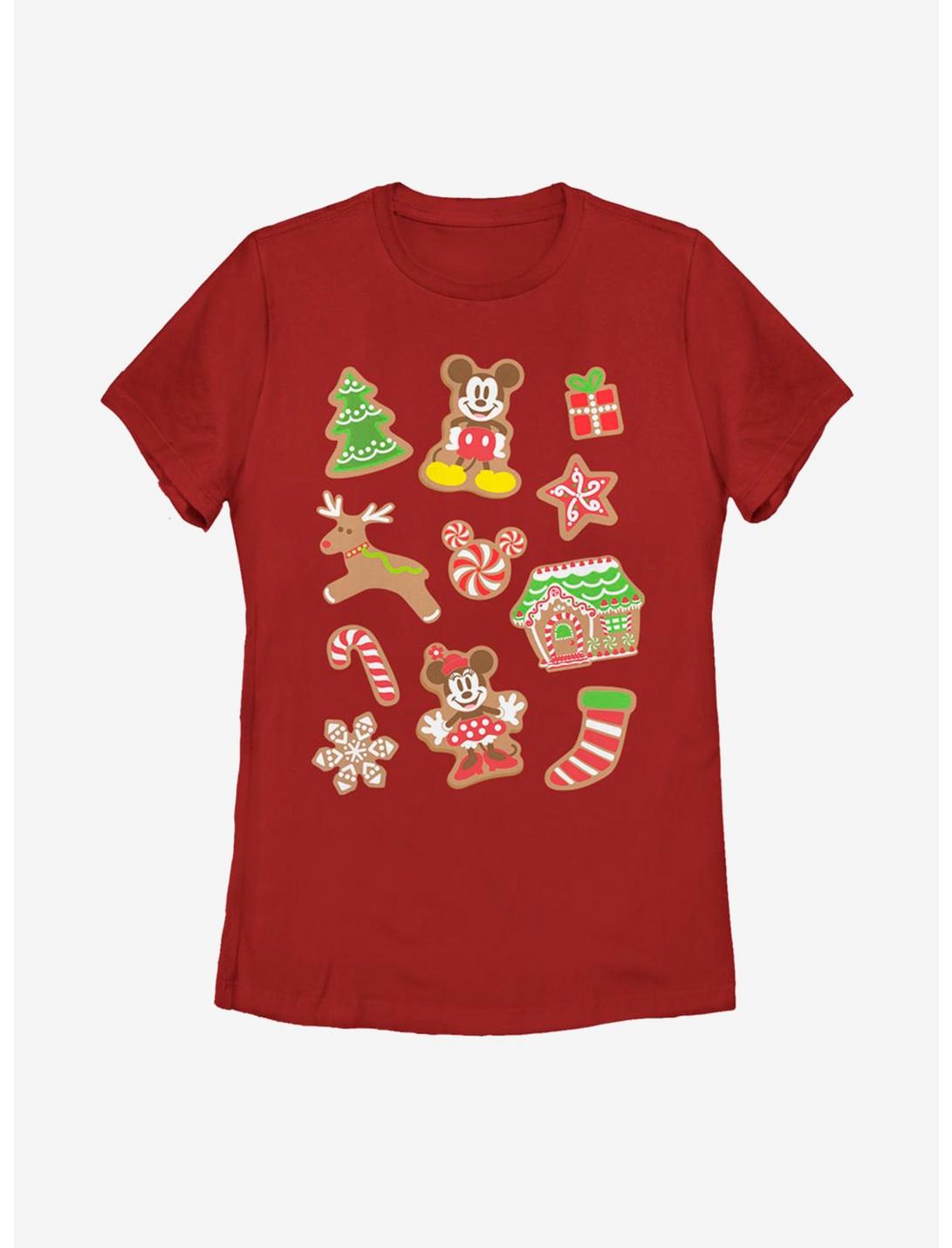 Disney Mickey Mouse Gingerbread Icons Womens T-Shirt, RED, hi-res