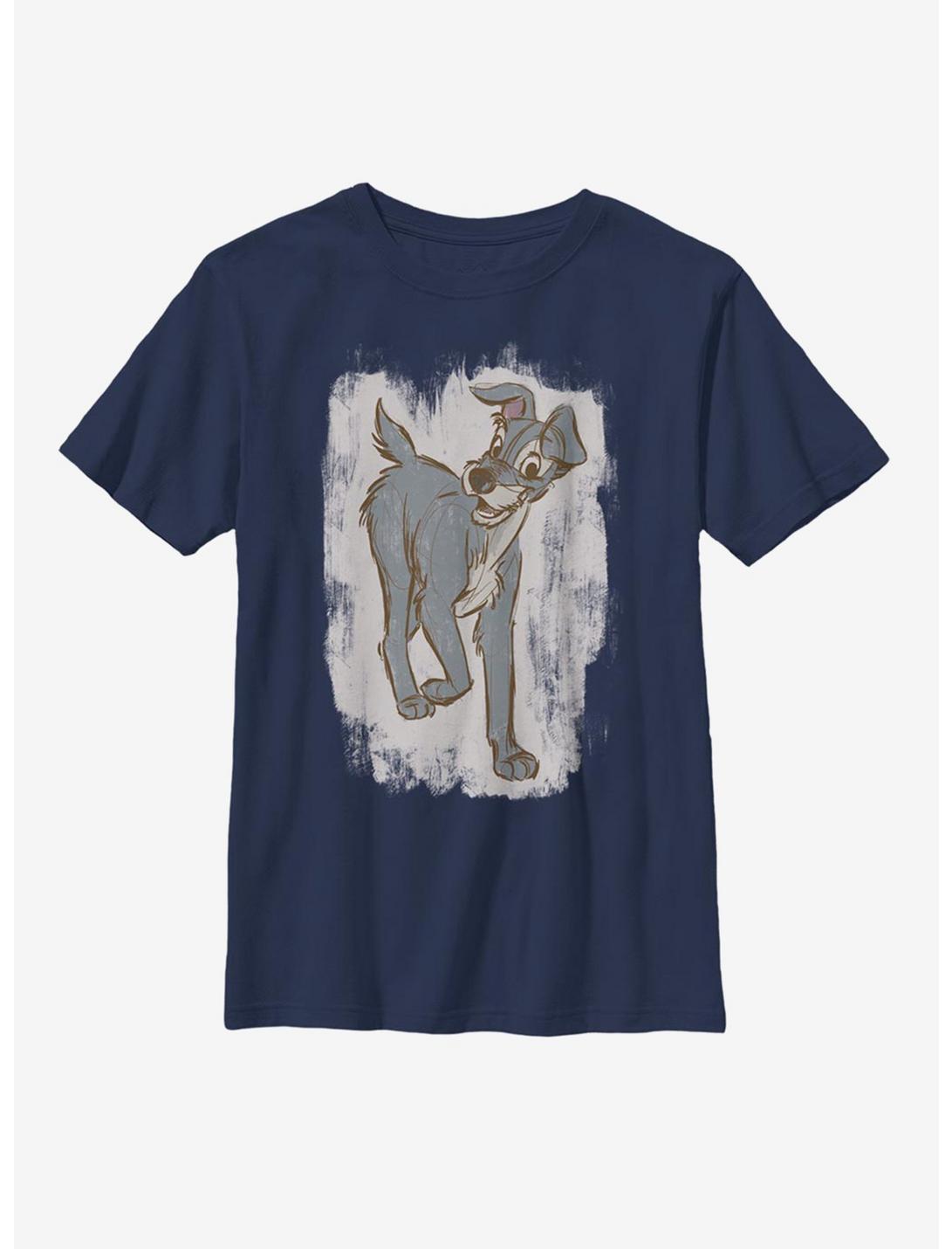 Disney Lady And The Tramp Chalk Tramp Youth T-Shirt, NAVY, hi-res