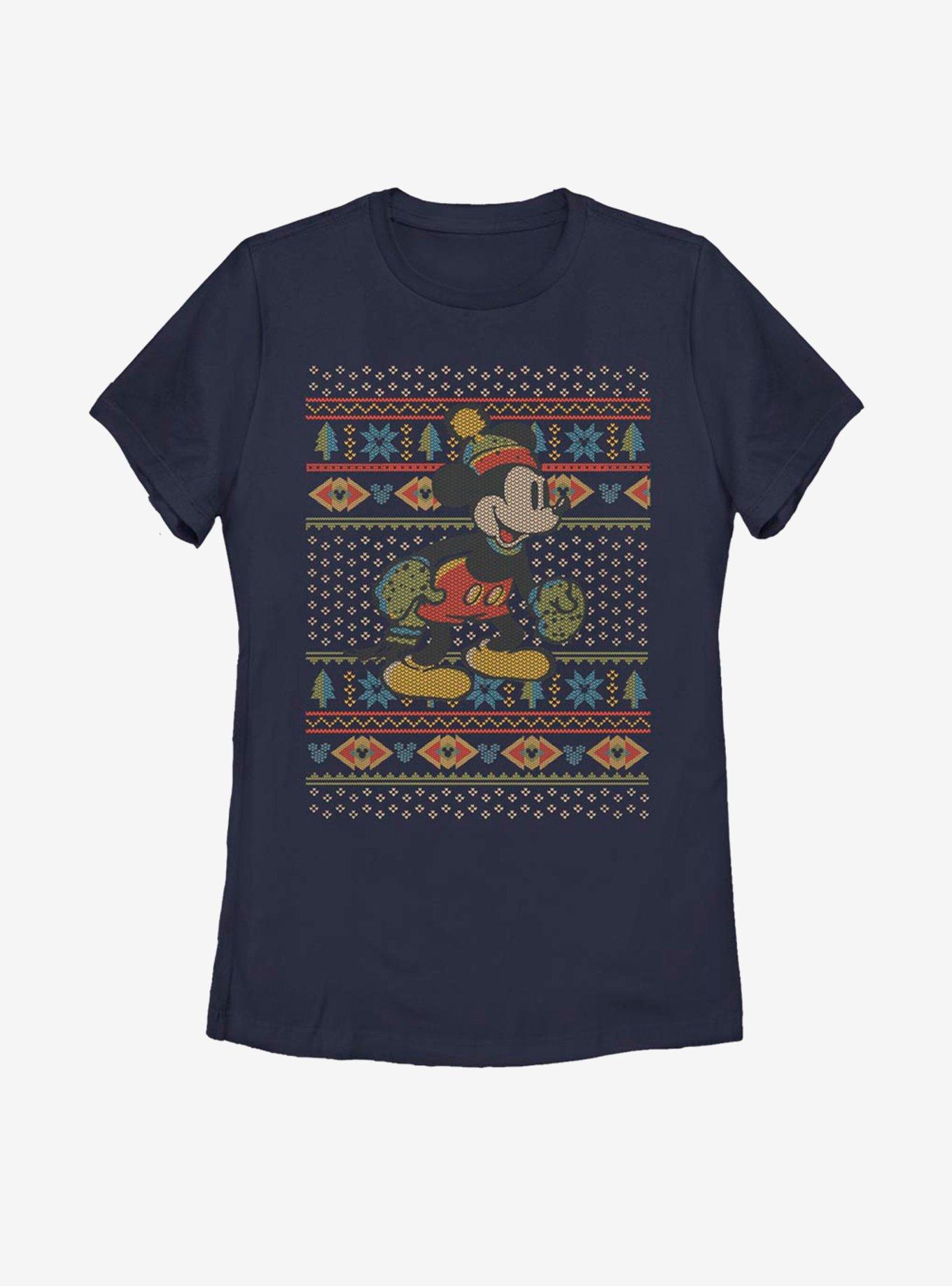 Disney Mickey Mouse Vintage Mickey Christmas Pattern Womens T-Shirt, , hi-res