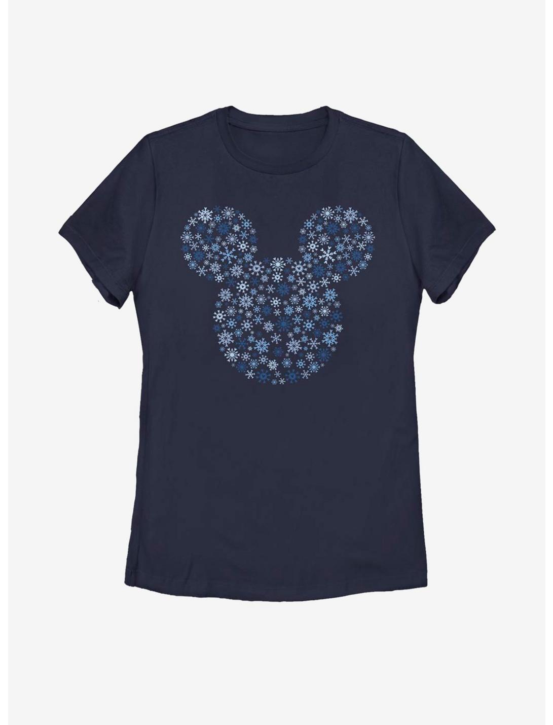 Disney Mickey Mouse Ears Snowflakes Womens T-Shirt, NAVY, hi-res