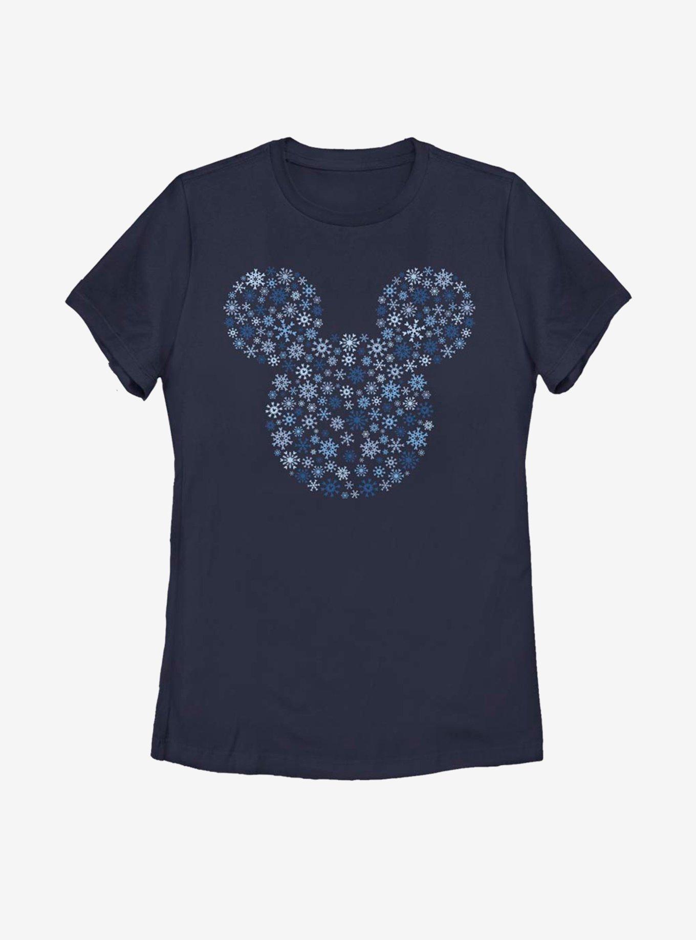 Disney Mickey Mouse Ears Snowflakes Womens T-Shirt, NAVY, hi-res