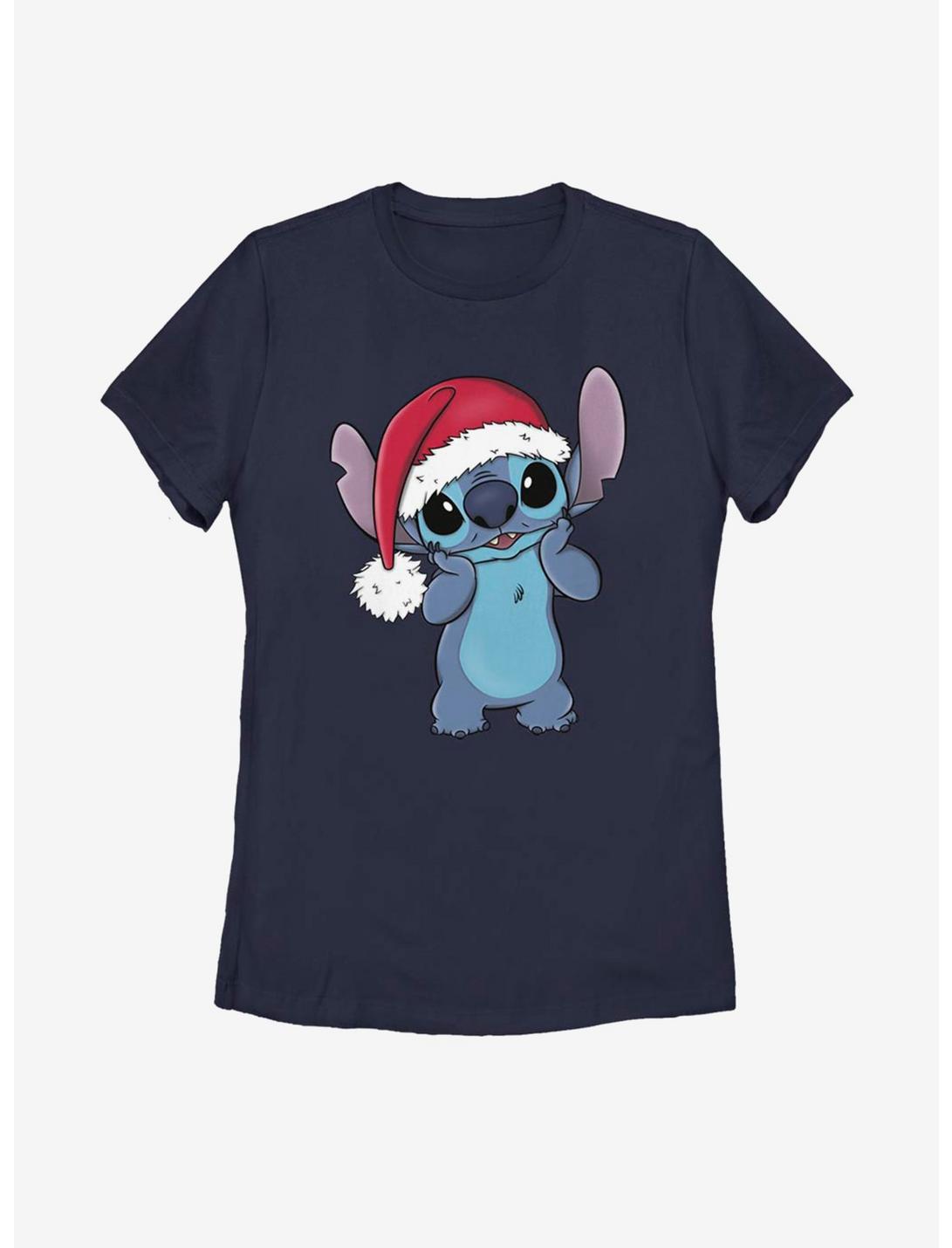 Disney Lilo And Stitch Santa Stitch Womens T-Shirt, NAVY, hi-res
