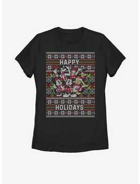 Disney Mickey Mouse Whole Gang Christmas Pattern Womens T-Shirt, , hi-res