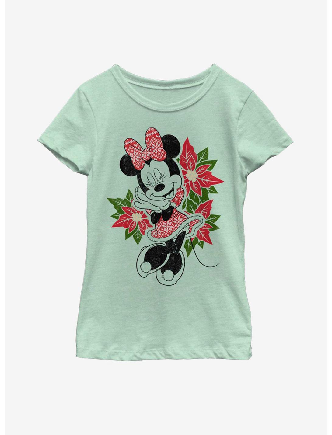 Disney Mickey Mouse Christmas Fairisle Minnie Youth Girls T-Shirt, MINT, hi-res