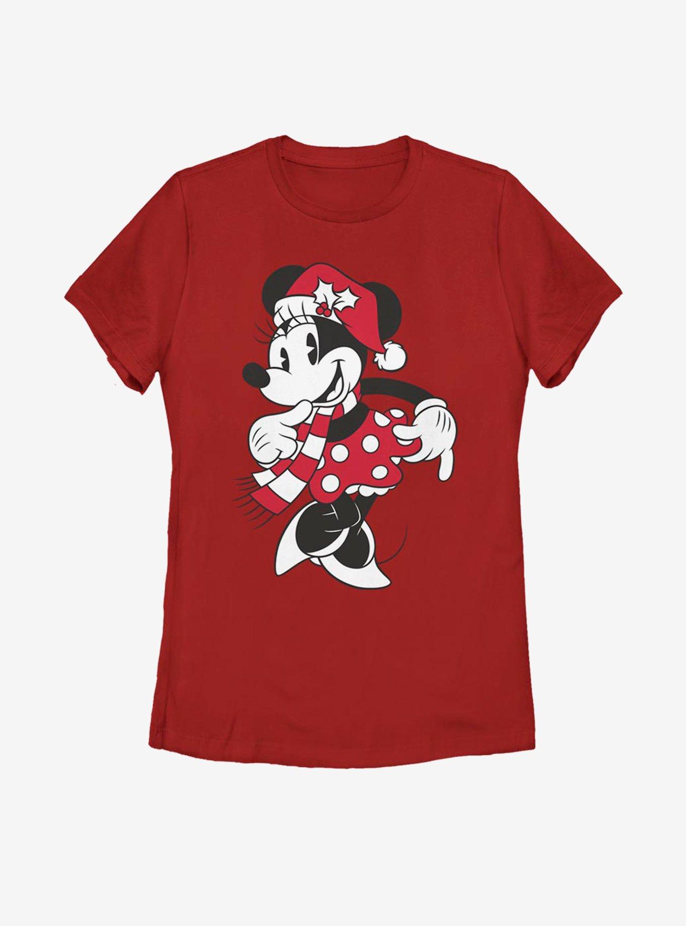 Disney Mickey Mouse Minnie Santa Hat Womens T-Shirt, , hi-res