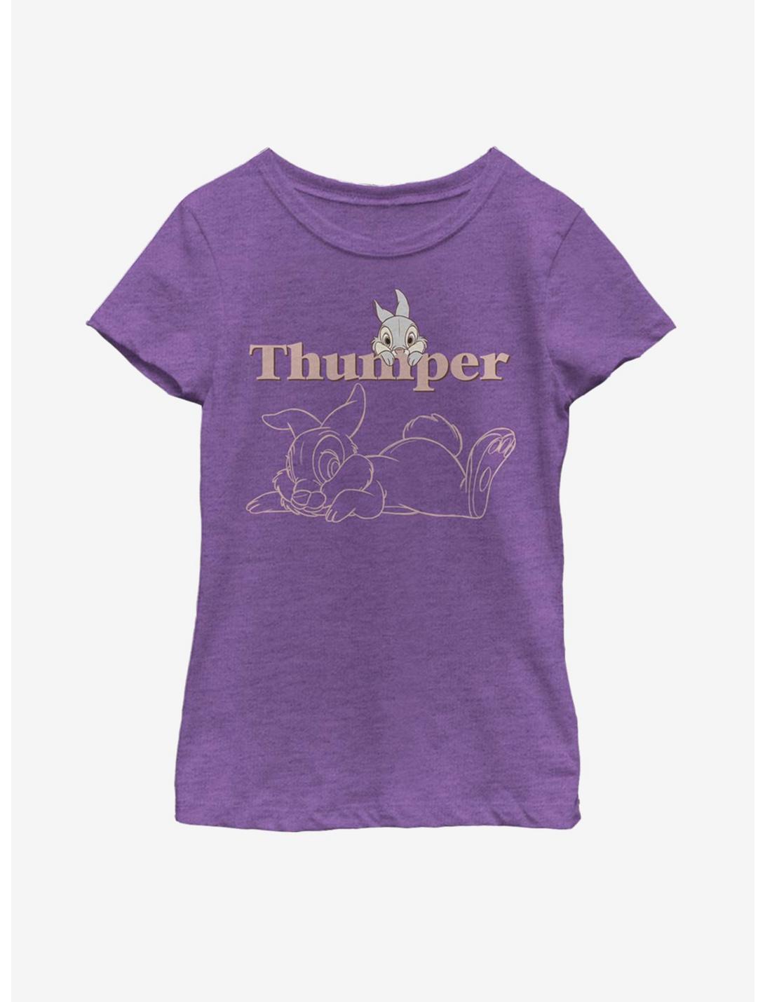 Disney Bambi Thumper Line Art Youth Girls T-Shirt, PURPLE BERRY, hi-res