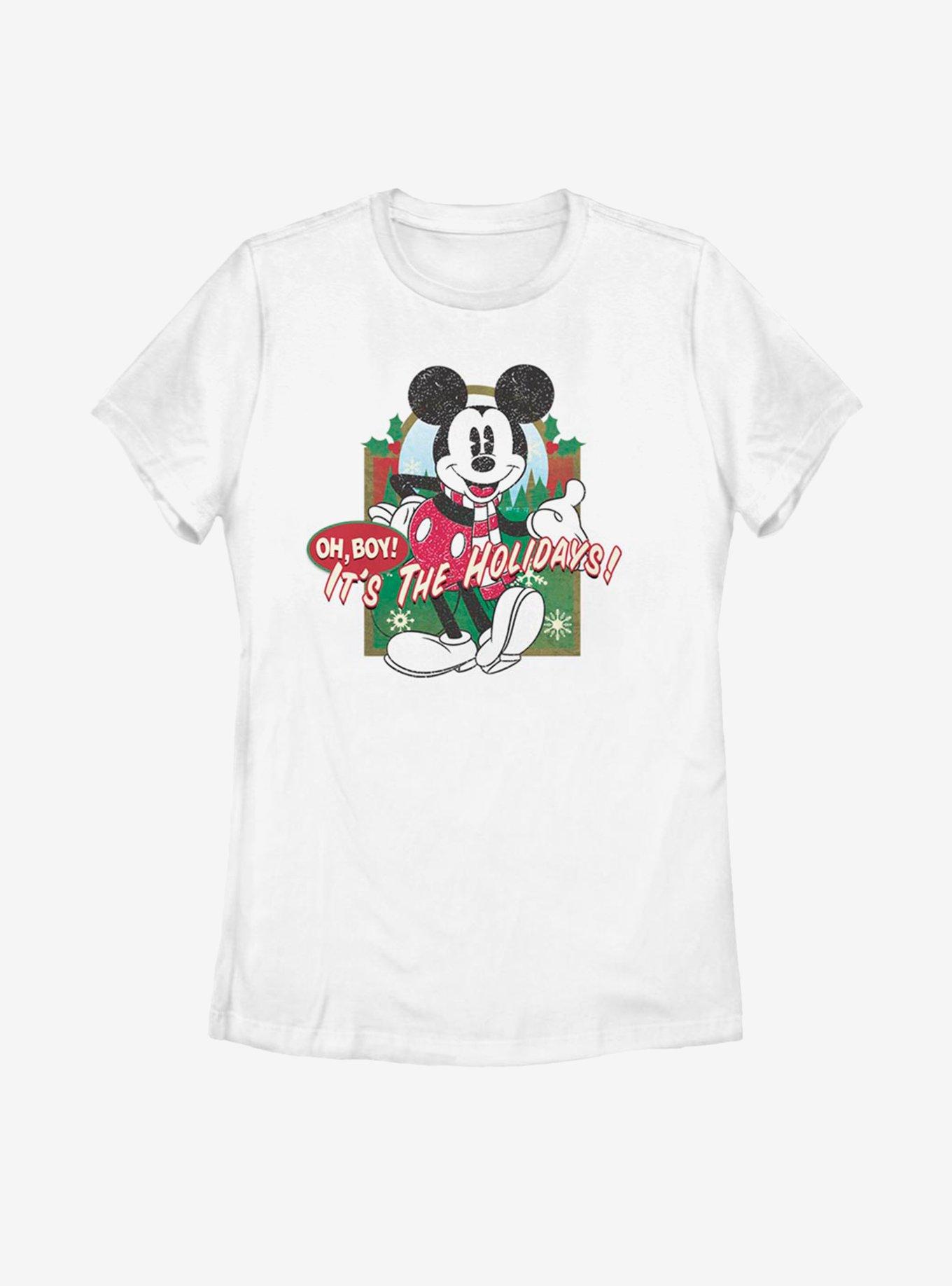 Disney Mickey Mouse Vintage Holiday Mickey Womens T-Shirt