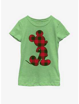 Disney Mickey Mouse Red Checkered Silhouette Youth Girls T-Shirt, , hi-res