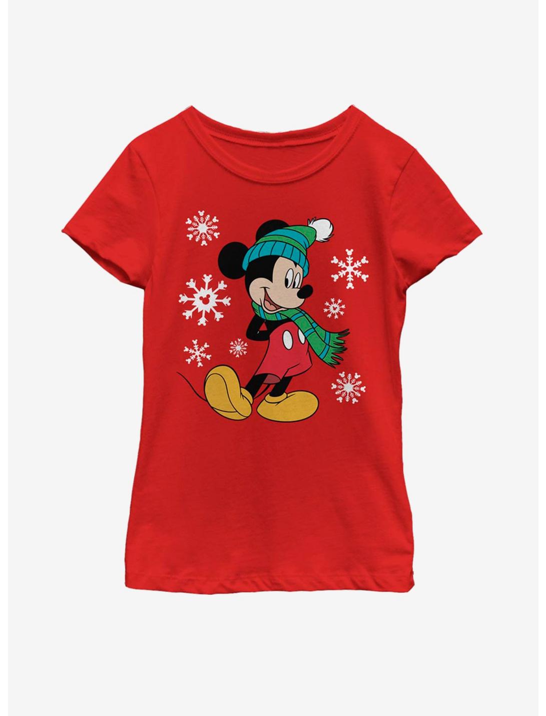 Disney Mickey Mouse Big Holiday Mickey Youth Girls T-Shirt, RED, hi-res