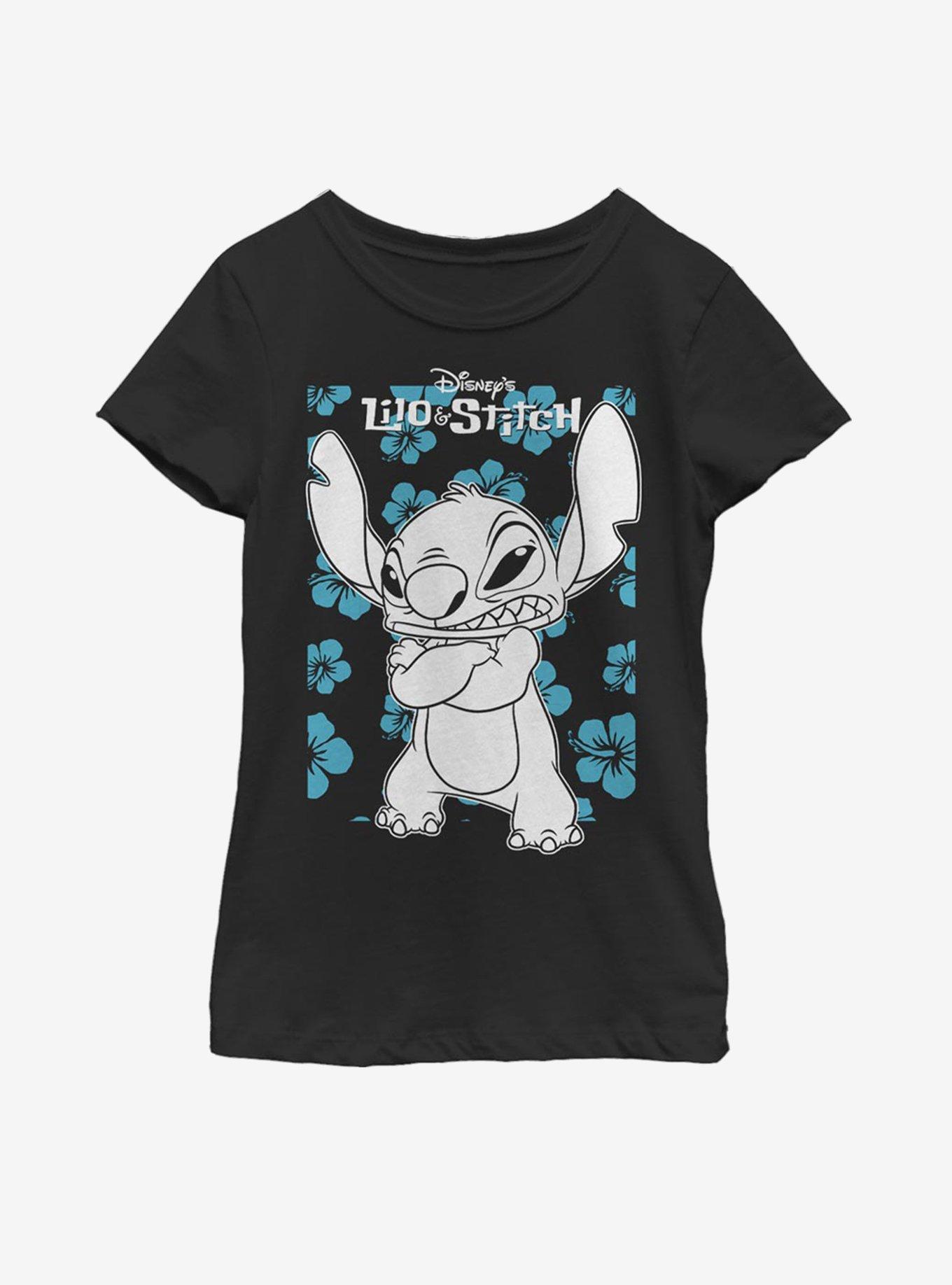 Disney Lilo And Stitch Bad Mood Stitch Youth Girls T-Shirt - BLACK ...