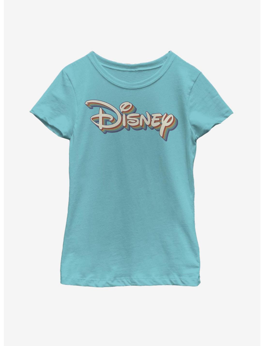 Disney Retro Rainbow Logo Youth Girls T-Shirt, TAHI BLUE, hi-res