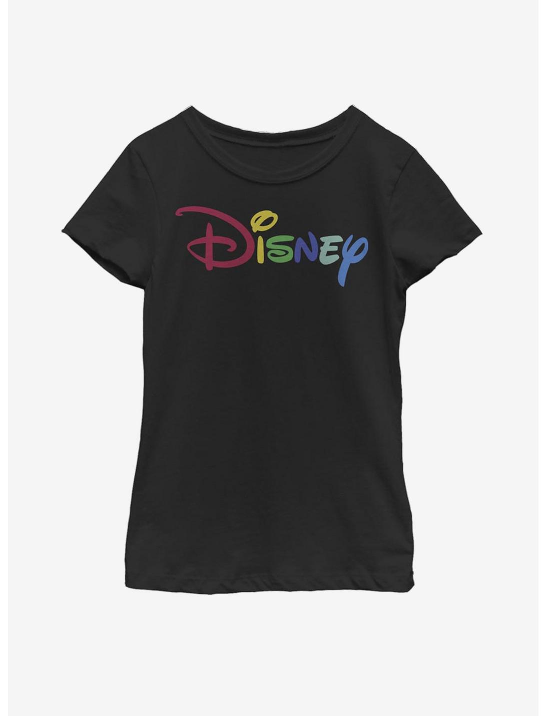 Disney Multicolor Logo Youth Girls T-Shirt, BLACK, hi-res