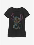Disney Lilo And Stitch Neon Stitch Youth Girls T-Shirt, BLACK, hi-res
