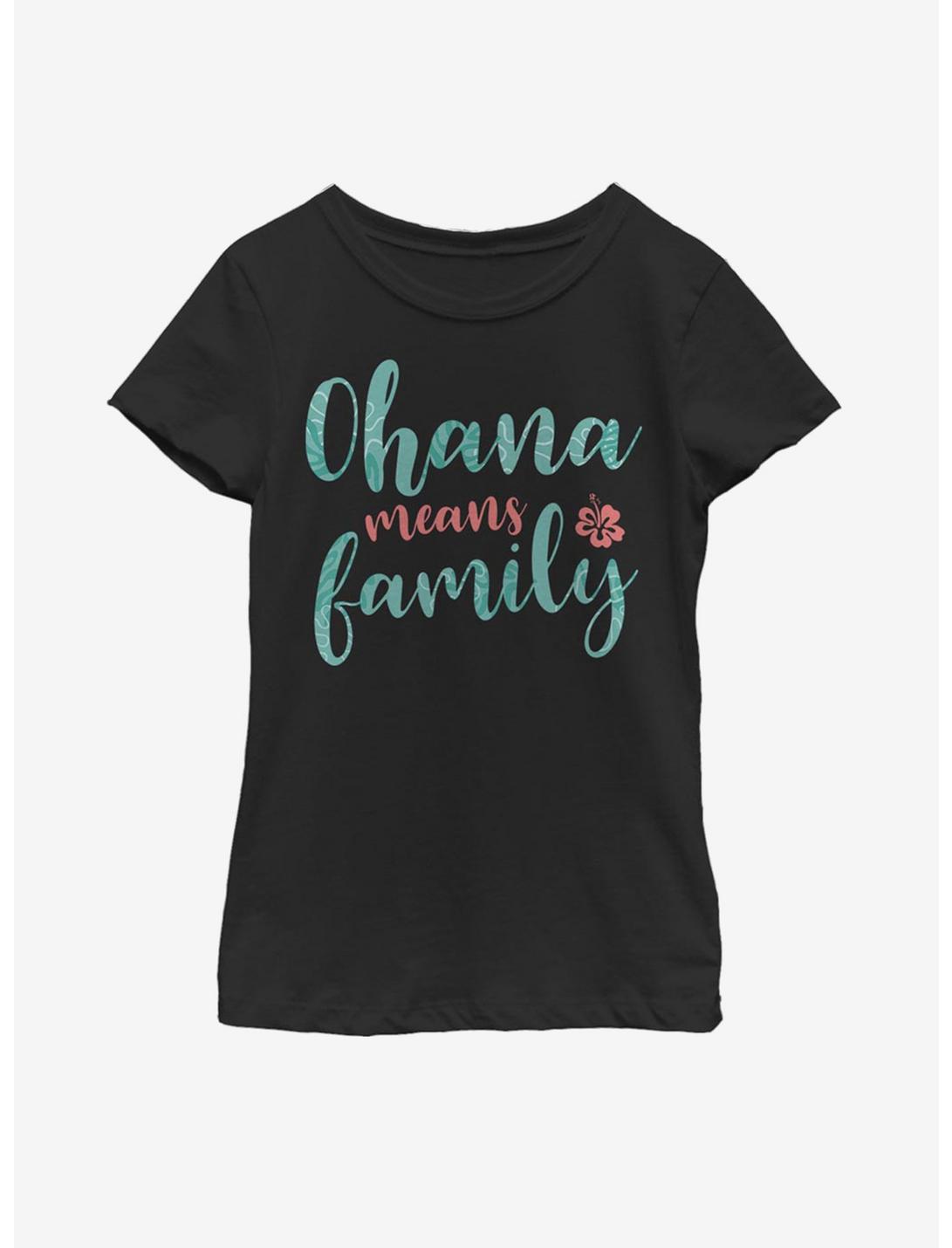 Disney Lilo And Stitch Ohana Script Youth Girls T-Shirt, BLACK, hi-res