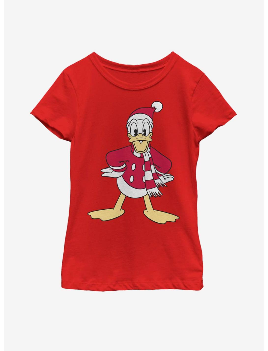 Disney Donald Duck Santa Hat Youth Girls T-Shirt, RED, hi-res