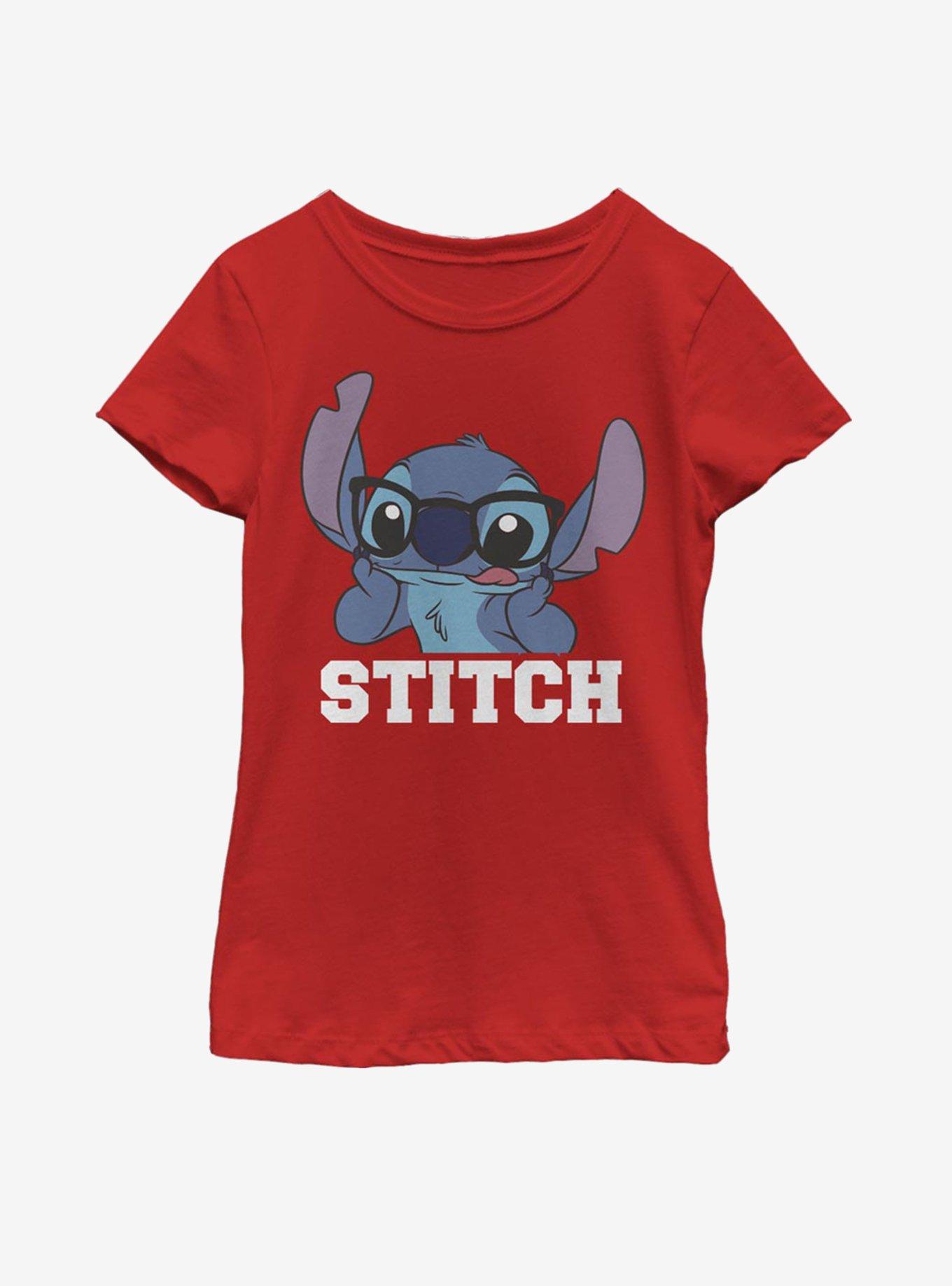 Disney Lilo And Stitch Thinking Glasses Youth Girls T-Shirt, , hi-res