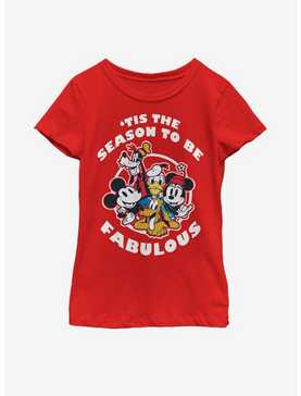 Disney Mickey Mouse Fabulous Holiday Youth Girls T-Shirt, , hi-res