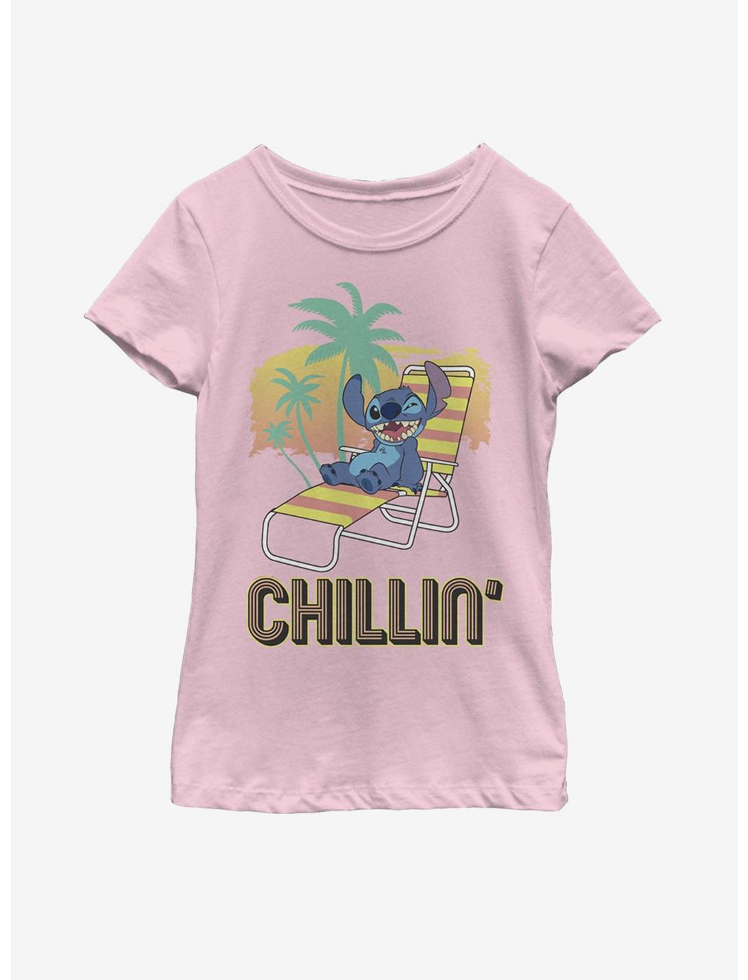 Disney Lilo And Stitch Chillin' Stitch Youth Girls T-Shirt, PINK, hi-res