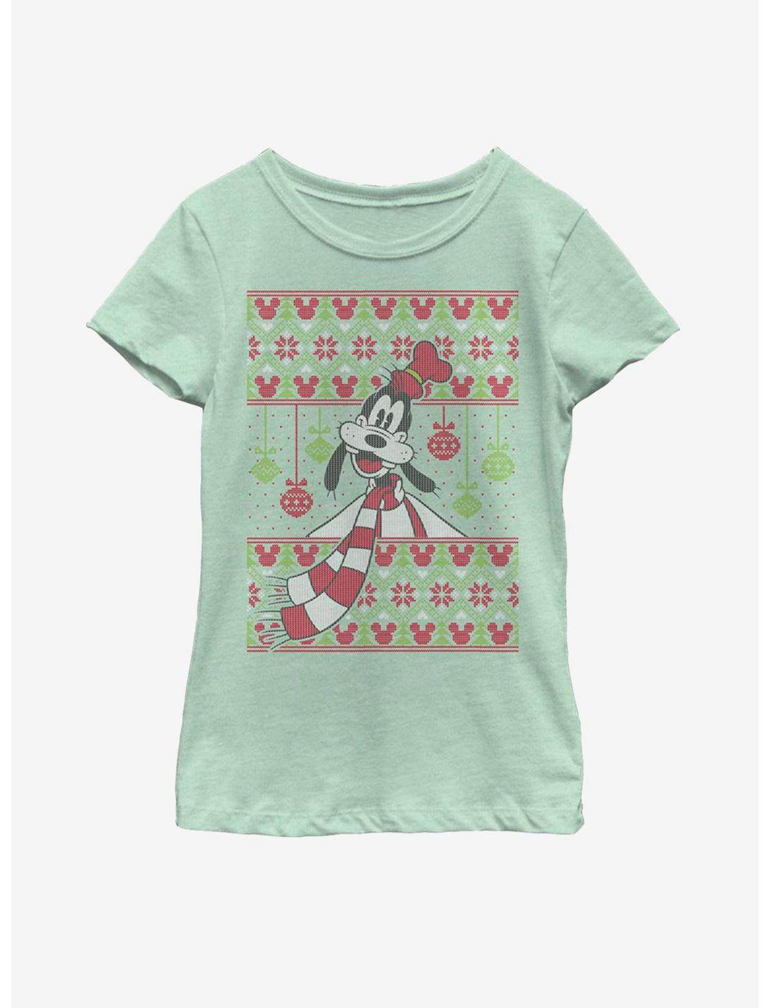 Disney Goofy Ornament Christmas Pattern Youth Girls T-Shirt, MINT, hi-res