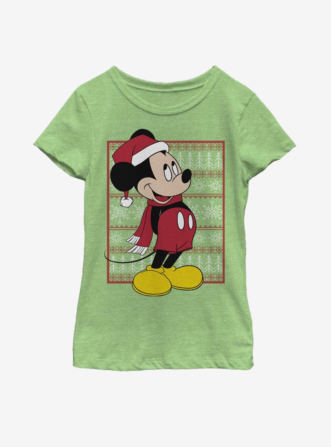 Disney Mickey Mouse Ugly Christmas Pattern Youth Girls T-Shirt, , hi-res