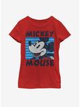Disney Mickey Mouse Stripes Youth Girls T-Shirt, RED, hi-res