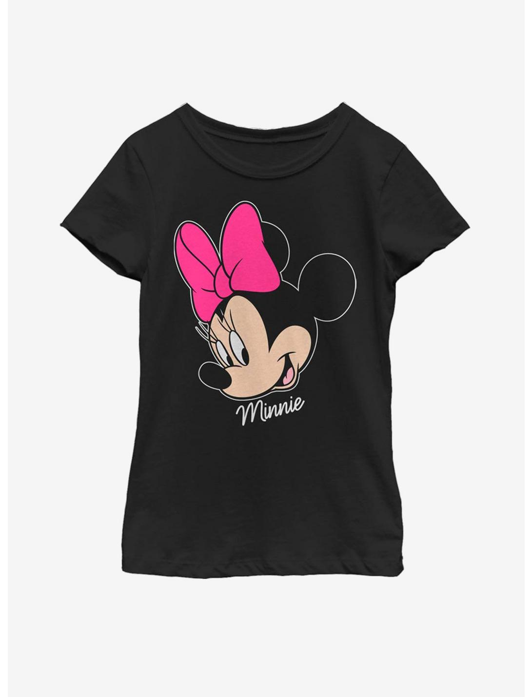 Disney Mickey Mouse Minnie Big Face Youth Girls T-Shirt, BLACK, hi-res