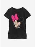 Disney Mickey Mouse Minnie Big Face Youth Girls T-Shirt, BLACK, hi-res