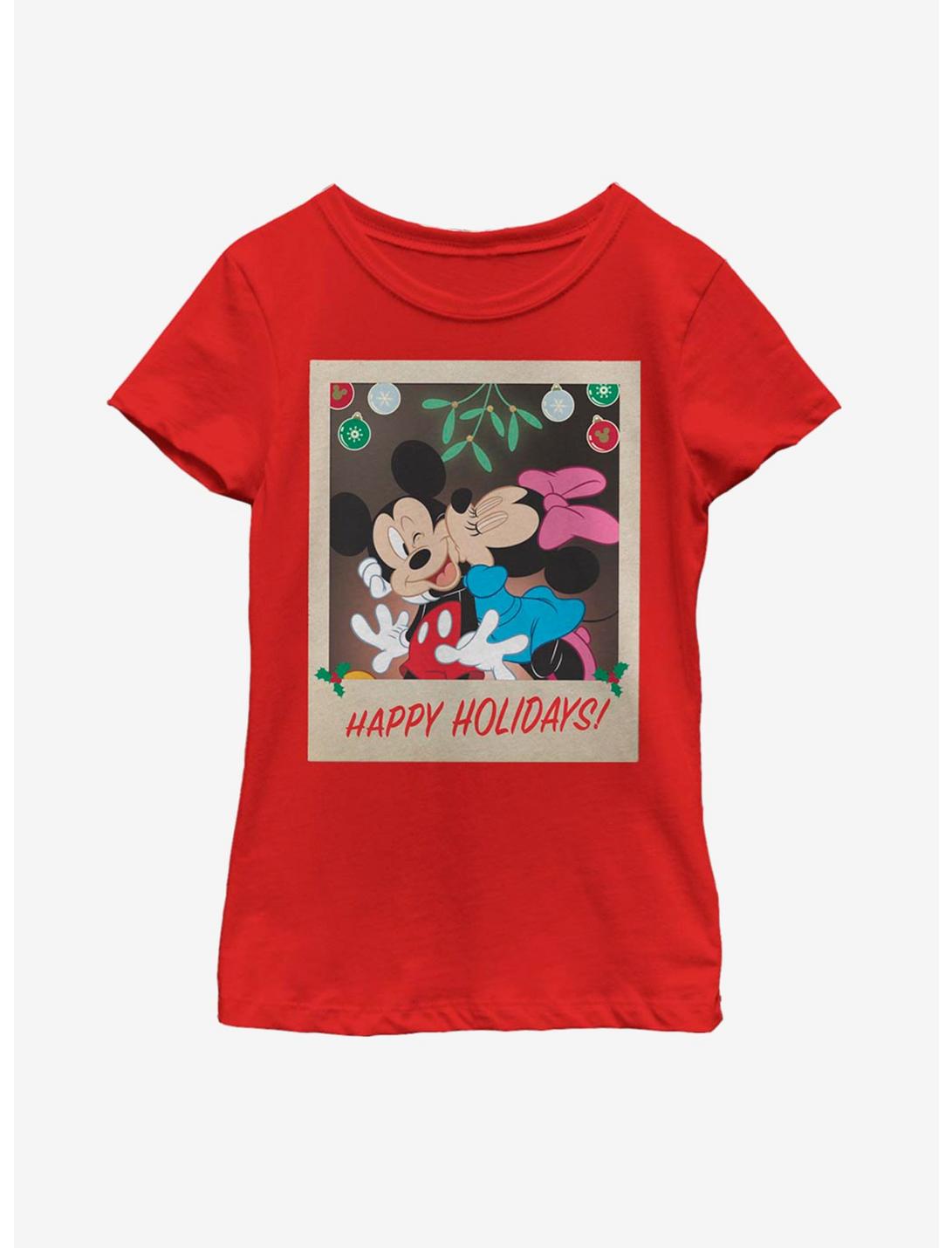 Disney Mickey Mouse Holiday Polaroid Youth Girls T-Shirt, RED, hi-res