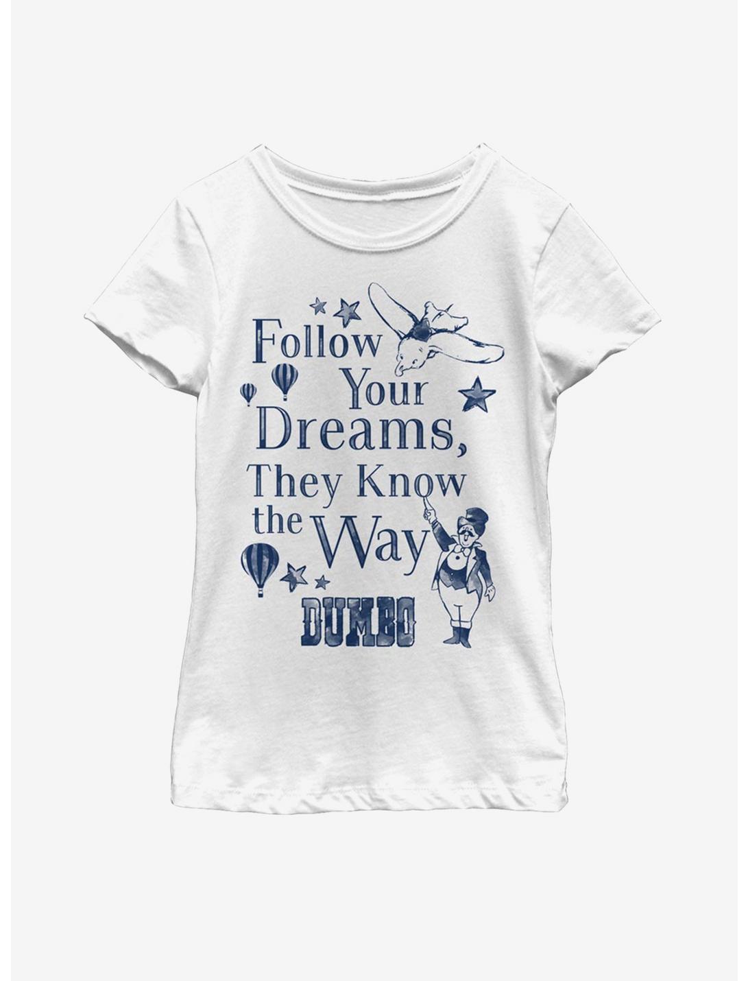 Disney Dumbo Follow Your Dreams Youth Girls T-Shirt, WHITE, hi-res