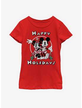 Disney Mickey Mouse & Minnie Holiday Youth Girls T-Shirt, , hi-res