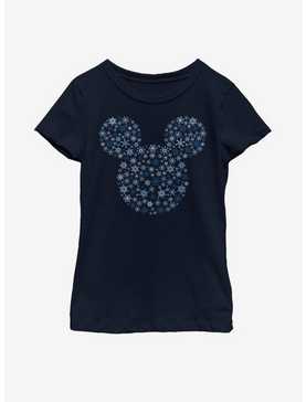 Disney Mickey Mouse Ears Snowflakes Youth Girls T-Shirt, , hi-res
