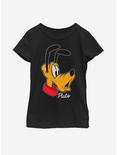 Disney Mickey Mouse Pluto Big Face Youth Girls T-Shirt, BLACK, hi-res