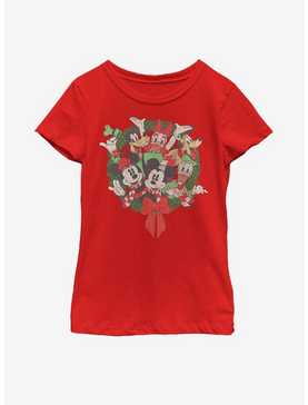 Disney Mickey Mouse Friends Wreath Youth Girls T-Shirt, , hi-res