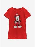Disney Mickey Mouse Santa Hat Youth Girls T-Shirt, RED, hi-res