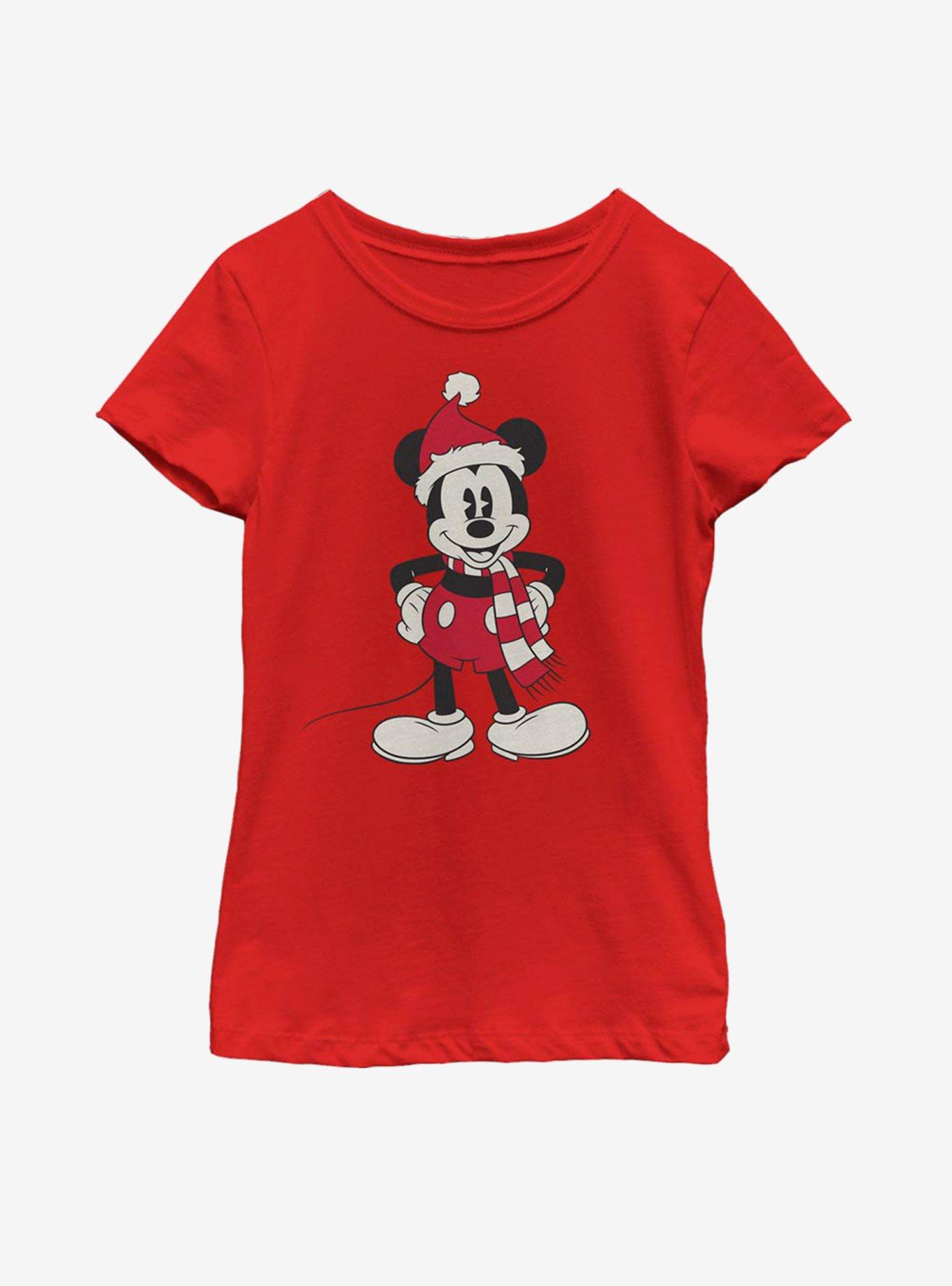 Disney Mickey Mouse Santa Hat Youth Girls T-Shirt, , hi-res