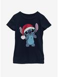 Disney Lilo And Stitch Santa Stitch Youth Girls T-Shirt, NAVY, hi-res