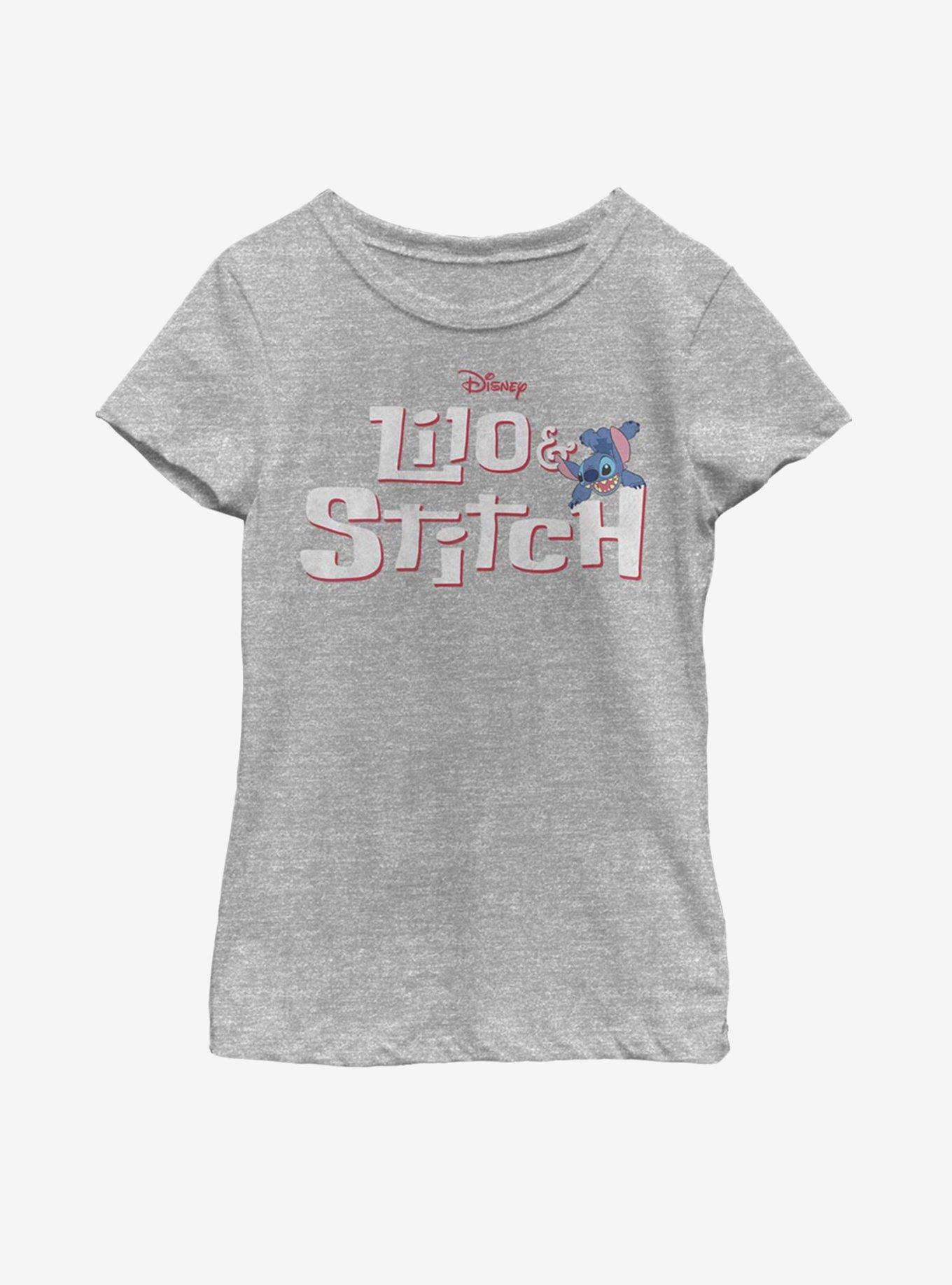 Disney Lilo And Stitch Title Script Youth Girls T-Shirt, ATH HTR, hi-res
